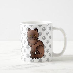 Chocolate Persian Cute Cartoon Cat Illustration Coffee Mug