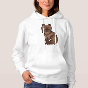 Chocolate Persian Cute Cartoon Cat Illustration Hoodie