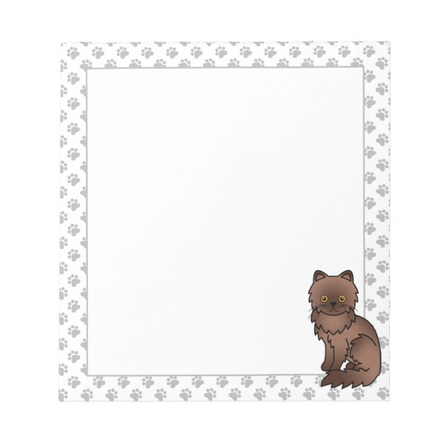 Chocolate Persian Cute Cartoon Cat Illustration Notepad (Front)