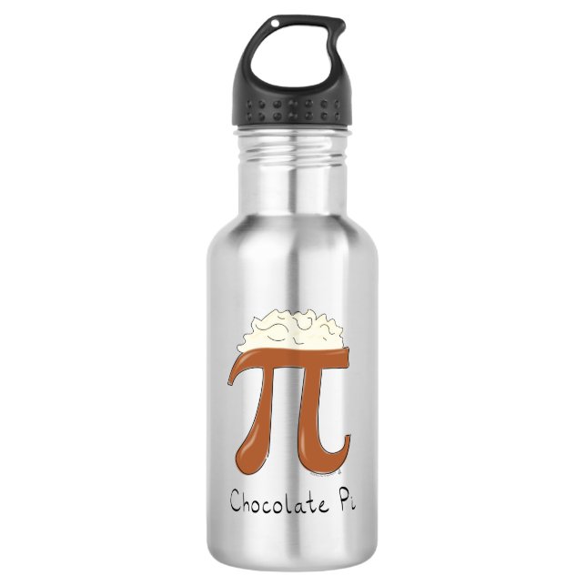 Chocolate Pi Cute Math Pi Day Green Water Bottle (Front)