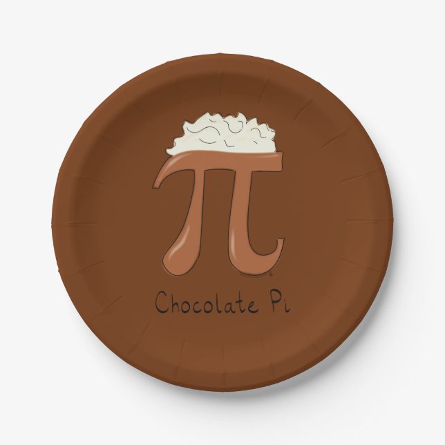 Chocolate Pi Cute Math Pi Day Party Paper Plates (Front)