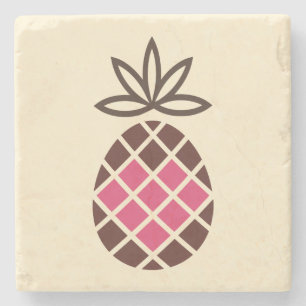 Chocolate pineapple with pink heart stone coaster