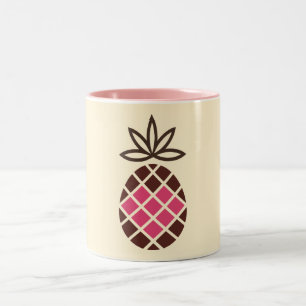 Chocolate pineapple with pink heart Two-Tone coffee mug
