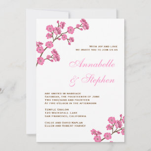 Chocolate Pink Flowers Wedding Invitation