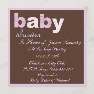 Chocolate Pink Shower Invitation
