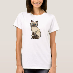 Chocolate Point Birman / Ragdoll Cat Cartoon Art T-Shirt