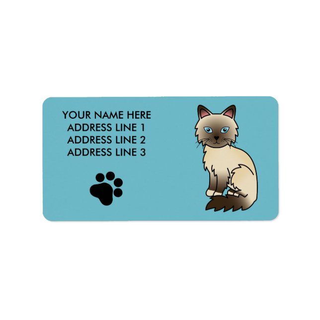 Chocolate Point Birman / Ragdoll Cat Label (Front)