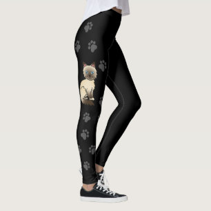 Chocolate Point Birman/Ragdoll Cat & Paws Black Leggings