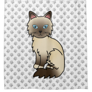 Chocolate Point Birman / Ragdoll Cat & Paws Shower Curtain
