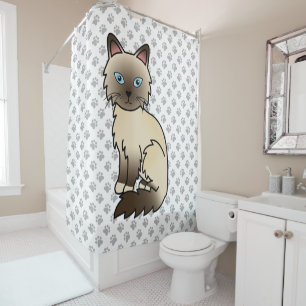 Chocolate Point Birman / Ragdoll Cat & Paws Shower Curtain