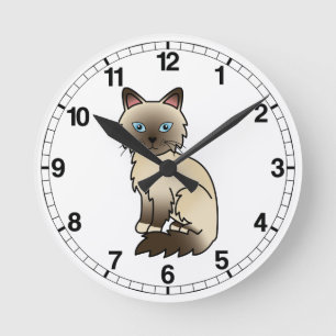 Chocolate Point Birman / Ragdoll Cat Round Clock