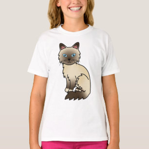 Chocolate Point Birman / Ragdoll Cute Cartoon Cat T-Shirt