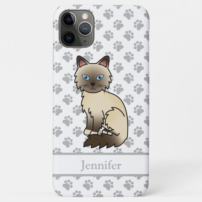 Chocolate Point Birman / Ragdoll Cute Cat & Name Case-Mate iPhone Case (Back)