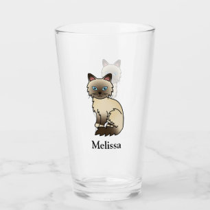 Chocolate Point Birman / Ragdoll Cute Cat & Name Glass