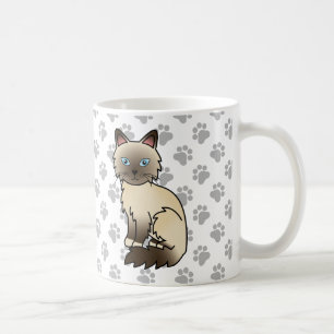 Chocolate Point Birman / Ragdoll Cute Cat & Paws Coffee Mug