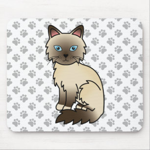 Chocolate Point Birman / Ragdoll Cute Cat & Paws Mouse Pad
