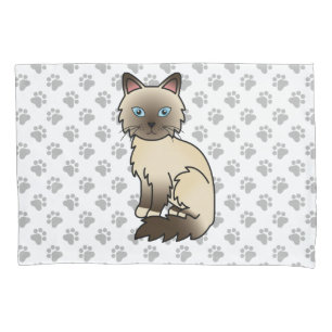 Chocolate Point Birman / Ragdoll Cute Cat & Paws Pillowcase