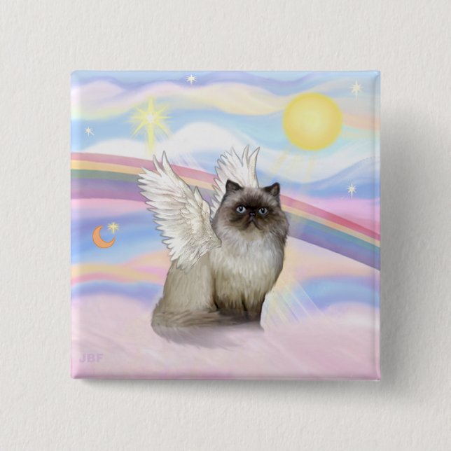 Chocolate Point Himalayan Cat  Angel 15 Cm Square Badge (Front)