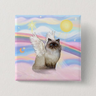 Chocolate Point Himalayan Cat Angel 15 Cm Square Badge
