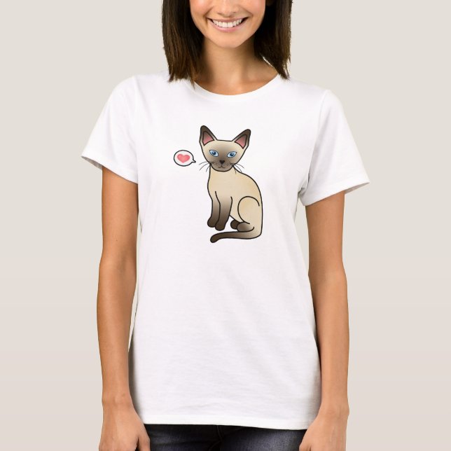 Chocolate Point Siamese Breed Cat Illustration T-Shirt (Front)