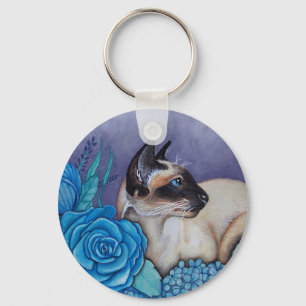 Chocolate Point Siamese Cat Key Ring