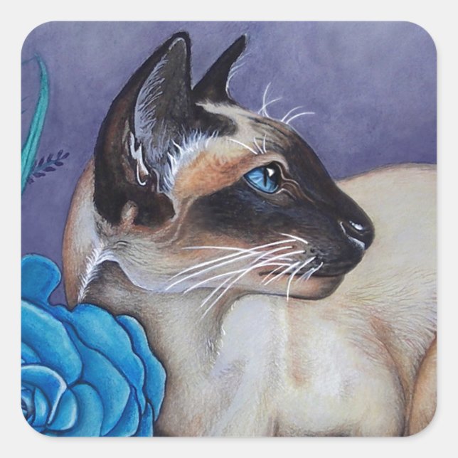Chocolate Point Siamese Cat Square Sticker (Front)