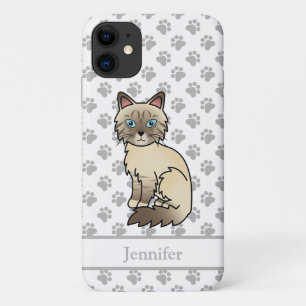 Chocolate Point Tabby Birman Cat & Name Case-Mate iPhone Case
