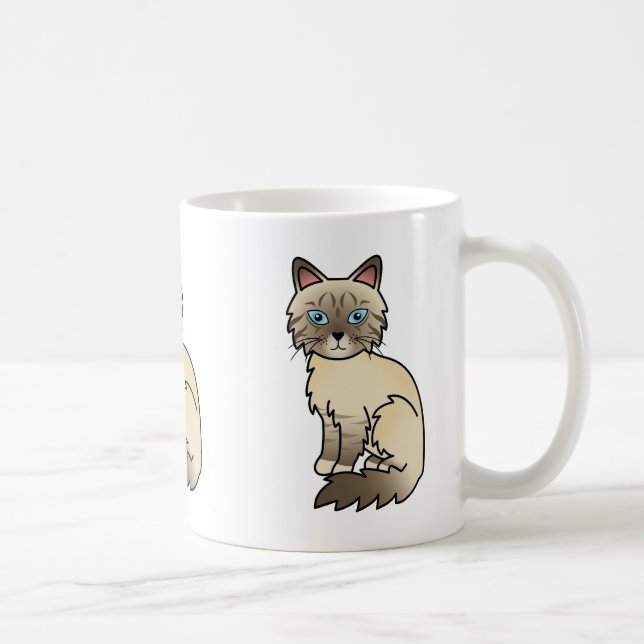 Chocolate Point Tabby Birman / Ragdoll Cat Art Coffee Mug (Right)