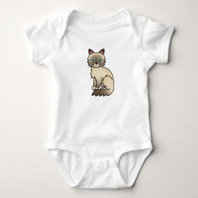 Chocolate Point Tabby Birman / Ragdoll Cat Baby Bodysuit (Front)