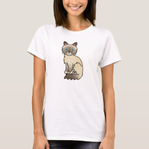 Chocolate Point Tabby Birman / Ragdoll Cat Cartoon T-Shirt