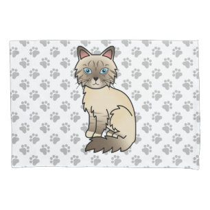 Chocolate Point Tabby Birman / Ragdoll Cat & Paws Pillowcase