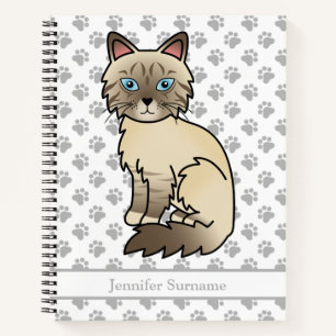 Chocolate Point Tabby Birman/Ragdoll Cat & Text Notebook