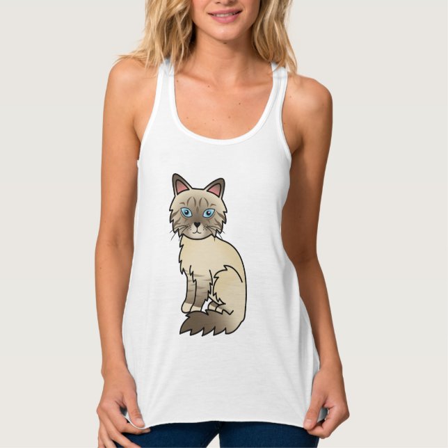 Chocolate Point Tabby Birman / Ragdoll Cute Cat Singlet (Front)