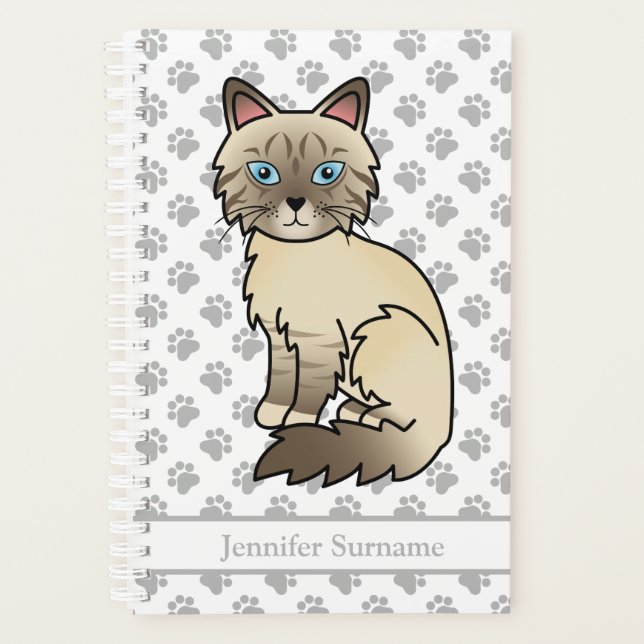 Chocolate Point Tabby Birman/Ragdoll Paws & Text Planner (Front)