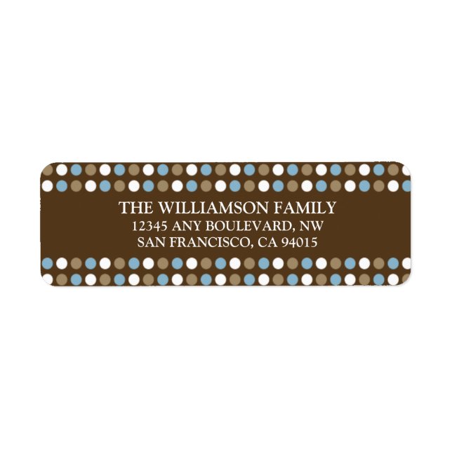 Chocolate Polkadots Return Address Labels (blue) (Front)