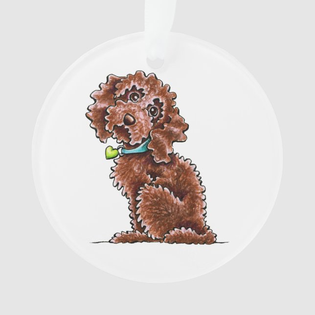 Chocolate Poodle Mix Side Sit Ornament (Front)