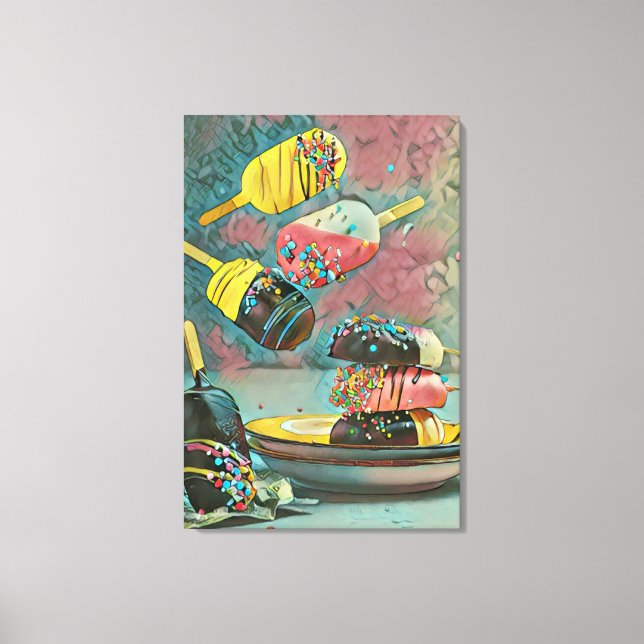 Chocolate popsicle sprinkles canvas print (Front)