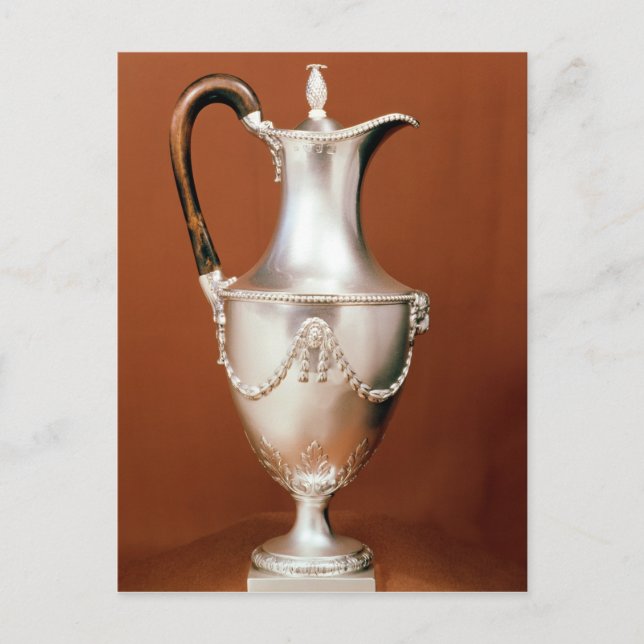 Chocolate-pot, with repousse design and postcard (Front)