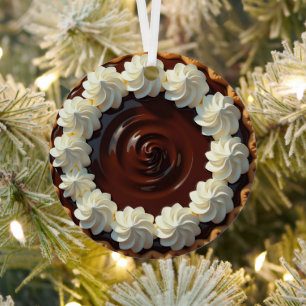 Chocolate Pudding Pie Personalised Christmas Metal Tree Decoration