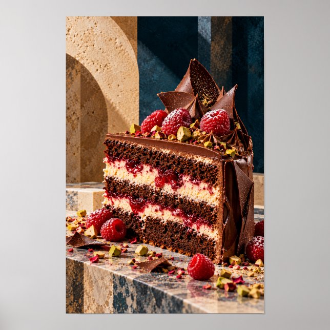 Chocolate Raspberry Layer Cake Kitchen Wall Art (Front)