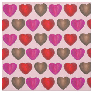 Chocolate Red Foil Hearts Valentine's Day Candy Fabric