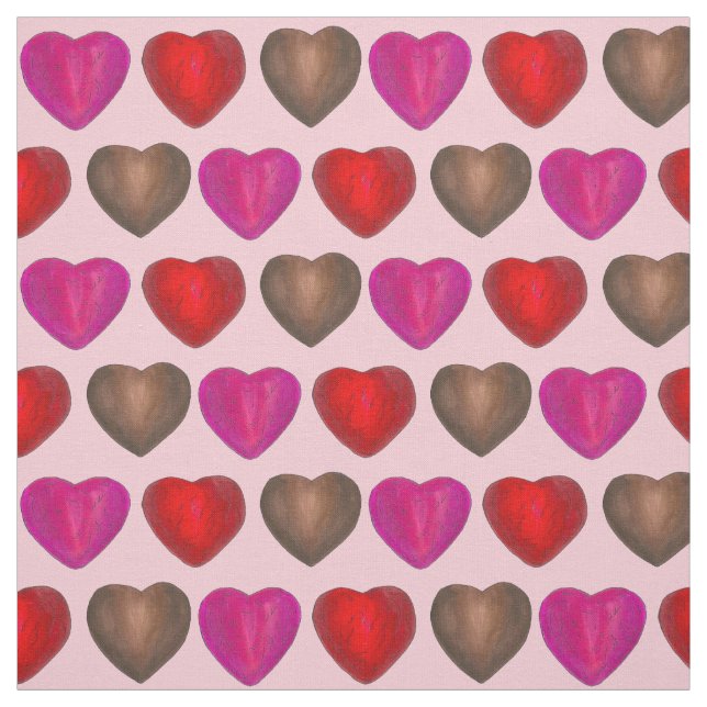 Chocolate Red Foil Hearts Valentine's Day Candy Fabric (Swatch)