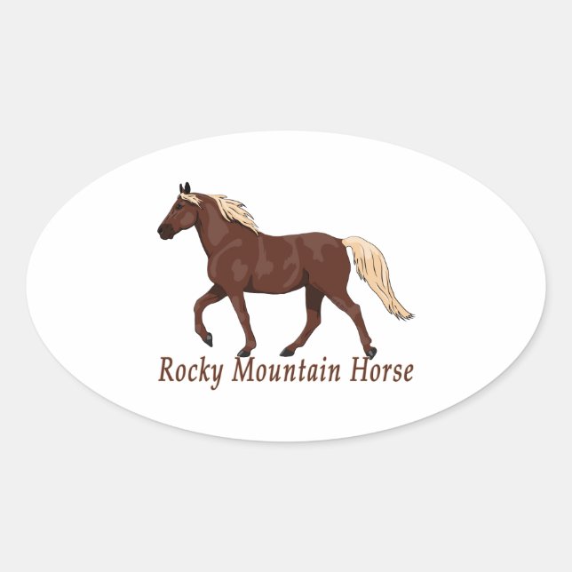 Chocolate Rocky Mountain Horse Oval Sticker (Front)