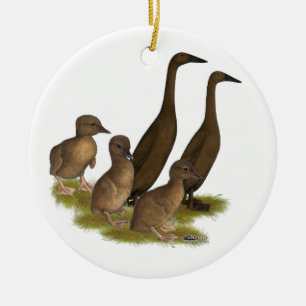 Chocolate Runner Duck Family Ceramic Tree Decoration