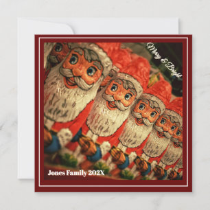 Chocolate Santa Custom Script Christmas Greeting  Holiday Card