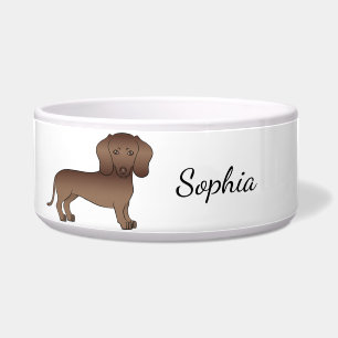 Chocolate Short Hair Dachshund Cartoon Dog & Name