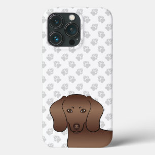 Chocolate Short Hair Dachshund Cartoon Dog & Paws iPhone 13 Pro Case
