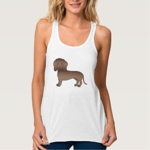 Chocolate Short Hair Dachshund Cute Cartoon Dog Singlet