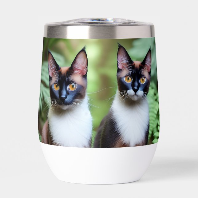 Chocolate Siamese Cat Twins,  (Front)