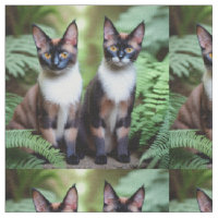Chocolate Siamese Cat Twins, Fabric